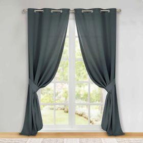 Classic Modern Solid Room Darkening Blackout Curtain Panels, Set of 2 (Color: Grey, size: 46" x 108")