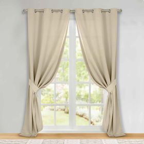 Classic Modern Solid Room Darkening Blackout Curtain Panels, Set of 2 (Color: Ivory, size: 46" x 108")