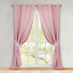 Classic Modern Solid Room Darkening Blackout Curtain Panels, Set of 2 (Color: Mauve Chalk, size: 46" x 96")