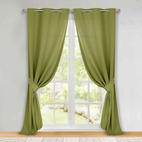 Classic Modern Solid Room Darkening Blackout Curtain Panels, Set of 2 (Color: Sage, size: 46" x 108")