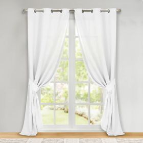 Classic Modern Solid Room Darkening Blackout Curtain Panels, Set of 2 (Color: Snow White, size: 46" x 108")