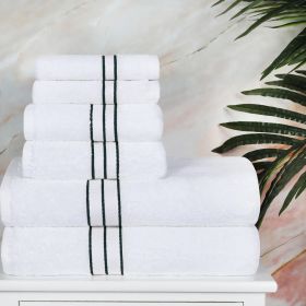 Turkish Cotton Heavyweight Ultra-Plush 6 Piece Towel Set (Color: White/Teal, size: 6 Piece Towel Set)