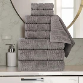 Napa Zero Twist Cotton Solid Waffle Honeycomb 9 Piece Towel Set (Color: Charcoal, size: 9 Piece Towel Set)