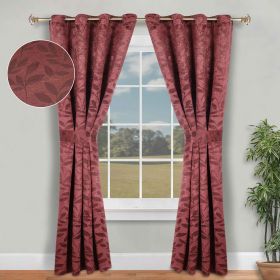 Leaves Room Darkening Washable Blackout Curtain Panels, Set of 2 (Color: Antique Copper, size: 42" X 96")