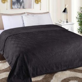 Alaska Diamond Fleece Plush Ultra-Soft Fluffy Blanket (Color: Black, size: Throw)
