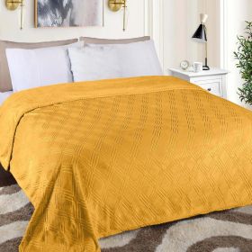 Alaska Diamond Fleece Plush Ultra-Soft Fluffy Blanket (Color: Gold, size: Throw)