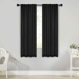 Solid Room Darkening Blackout Curtain Panels, Back Tabs, Set of 2 (Color: Black, size: 26" X 63")