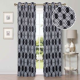 Ribbon Trellis Washable Room Darkening Blackout Curtains, Set of 2 (Color: Black, size: 42" X 96")