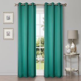 Solid Machine Washable Room Darkening Blackout Curtains, Set of 2 (Color: Cerulean Blue, size: 42" X 96")