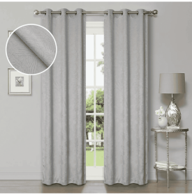 Waverly Geometric Washable Room Darkening Blackout Curtains, Set of 2 (Color: Chrome, size: 42" X 84")