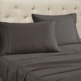 Cotton Blend Solid Deep Pocket Bed Sheet Set (Color: Charcoal, size: King)