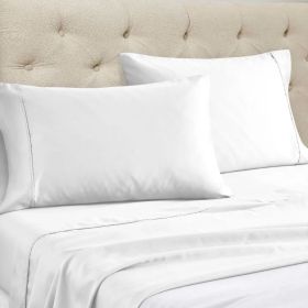 Cotton Blend Solid Deep Pocket Bed Sheet Set (Color: White, size: California King)