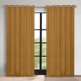 Classic Modern Solid Room Darkening Blackout Curtain Panels, Set of 2 (Color: Camel, size: 52" x 120")