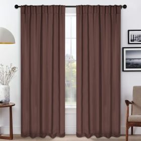 Solid Room Darkening Blackout Curtain Panels, Back Tabs, Set of 2 (Color: Cappuccino, size: 42" X 84")