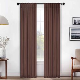 Solid Room Darkening Blackout Curtain Panels, Back Tabs, Set of 2 (Color: Cappuccino, size: 26" X 84")