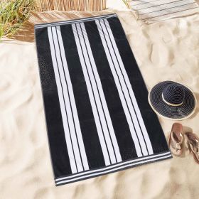 Striped Extra Large Oversized Absorbent Quick Dry Cotton Beach Towel (Set of: 6 Piece Beach Towel Set, Color: Charcoal)