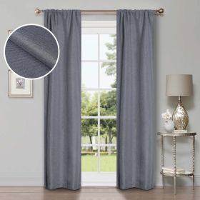 Linen Pattern Washable Room Darkening Blackout Curtains, Set of 2 (Color: Charcoal, size: 42" X 63")