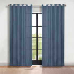 Classic Modern Solid Room Darkening Blackout Curtain Panels, Set of 2 (Color: Denim Blue, size: 70" x 120")