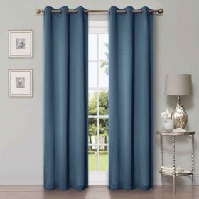 Classic Modern Solid Room Darkening Blackout Curtain Panels, Set of 2 (Color: Denim Blue, size: 42" X 96")