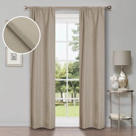 Linen Washable Room Darkening Blackout Curtains, Set of 2 (Color: Frosted Almond, size: 52" X 84")
