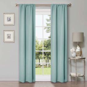 Solid Machine Washable Room Darkening Blackout Curtains, Set of 2 (Color: Green Lily, size: 26" X 84")