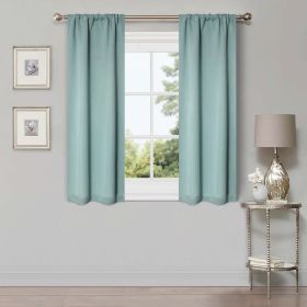Solid Machine Washable Room Darkening Blackout Curtains, Set of 2 (Color: Green Lily, size: 26" X 63")