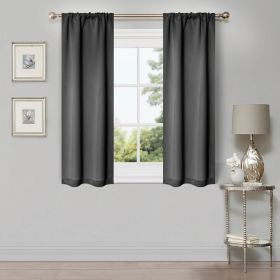 Solid Machine Washable Room Darkening Blackout Curtains, Set of 2 (Color: Grey - 2 Piece, size: 26" X 63")