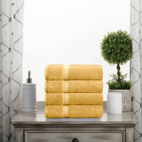 Madison Egyptian Cotton Pile Plush Heavyweight Hand Towel Set of 4 (Color: Gold, size: 4 Piece Hand Towels)