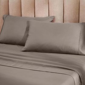 1200 Thread Count Cotton Rich Solid Deep Pocket Bed Sheet Set (Color: Grey - 4 Piece, size: Queen)