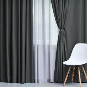 Solid Machine Washable Room Darkening Blackout Curtains, Set of 2 (Color: Grey - 2 Piece, size: 52" X 84")