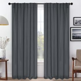 Solid Room Darkening Blackout Curtain Panels, Back Tabs, Set of 2 (Color: Grey, size: 42" X 96")
