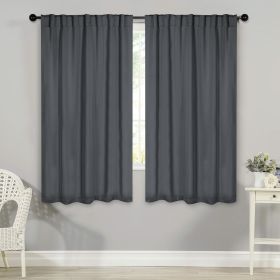 Solid Room Darkening Blackout Curtain Panels, Back Tabs, Set of 2 (Color: Grey, size: 42" X 63")