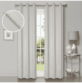 Waverly Geometric Washable Room Darkening Blackout Curtains, Set of 2 (Color: Ivory, size: 42" X 84")