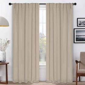 Solid Room Darkening Blackout Curtain Panels, Back Tabs, Set of 2 (Color: Ivory, size: 52" x 72")