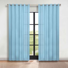 Classic Modern Solid Room Darkening Blackout Curtain Panels, Set of 2 (Color: Light Blue, size: 70" x 120")