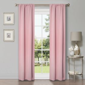 Solid Machine Washable Room Darkening Blackout Curtains, Set of 2 (Color: Mauve Chalk, size: 26" X 84")