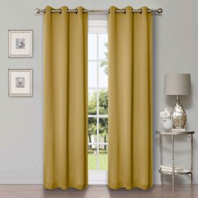 Classic Modern Solid Room Darkening Blackout Curtain Panels, Set of 2 (Color: Mustard Yellow, size: 42" X 96")