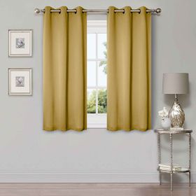 Classic Modern Solid Room Darkening Blackout Curtain Panels, Set of 2 (Color: Mustard Yellow, size: 42" X 63")