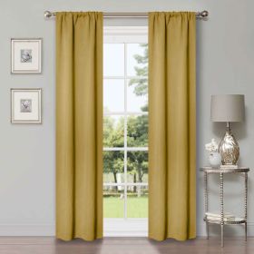 Solid Room Darkening Rod Pocket Blackout Curtain Panels, Set of 2 (Color: Mustard Yellow, size: 26" X 84")