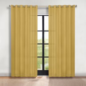Classic Modern Solid Room Darkening Blackout Curtain Panels, Set of 2 (Color: Mustard Yellow, size: 70" x 96")