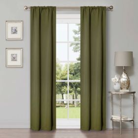 Solid Machine Washable Room Darkening Blackout Curtains, Set of 2 (Color: Olive Green, size: 26" X 84")