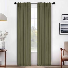 Solid Room Darkening Blackout Curtain Panels, Back Tabs, Set of 2 (Color: Olive Green, size: 26" X 84")