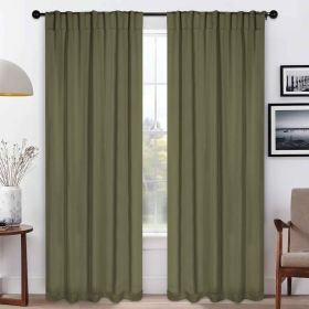 Solid Room Darkening Blackout Curtain Panels, Back Tabs, Set of 2 (Color: Olive Green, size: 52" x 72")