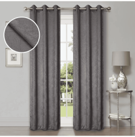Waverly Geometric Washable Room Darkening Blackout Curtains, Set of 2 (Color: Silver, size: 52" x 120")
