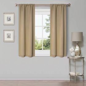 Solid Machine Washable Room Darkening Blackout Curtains, Set of 2 (Color: Smoked Ash, size: 26" X 63")