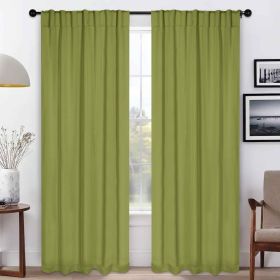 Solid Room Darkening Blackout Curtain Panels, Back Tabs, Set of 2 (Color: Sage, size: 52" X 84")