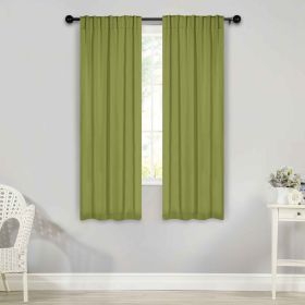 Solid Room Darkening Blackout Curtain Panels, Back Tabs, Set of 2 (Color: Sage, size: 26" X 63")