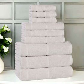 Mile Smart Twist Cotton Solid Thick Border 9 Piece Towel Set (Color: Silver, size: 9 Piece Towel Set)