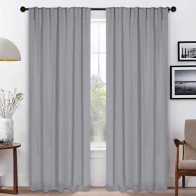Solid Room Darkening Blackout Curtain Panels, Back Tabs, Set of 2 (Color: Silver, size: 52" X 96")