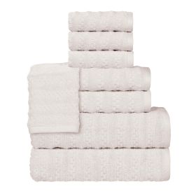 Zuma Zero Twist Cotton Medium Weight Waffle Stripes 8 Piece Towel Set (Color: Silver, size: 8 Piece Towel Set)